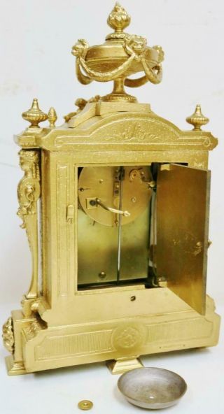 Antique 19thC French 8 Day Striking Gilt Metal & Sevres Porcelain Mantel Clock 11