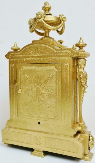 Antique 19thC French 8 Day Striking Gilt Metal & Sevres Porcelain Mantel Clock 9