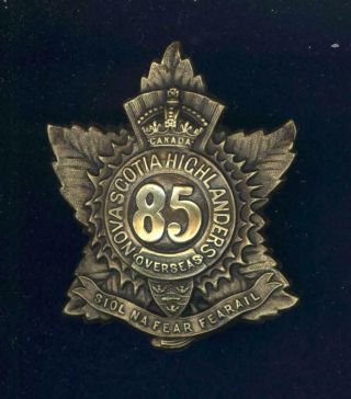 85th (nova Scotia Highlanders) Bn,  Cef - Cap Badge - Superior Strike And Finish