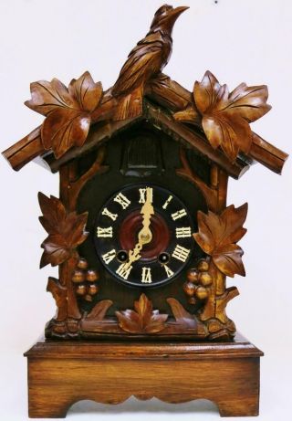 Quality Antique Carved Black Forest 8day Striking Cuckoo Bracket Clock