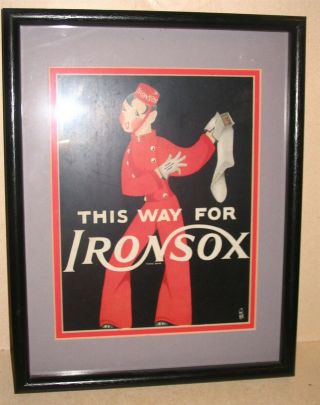 Ironsox Framed Cardboard Sign With Hotel Bell Hop Art Deco Style Image