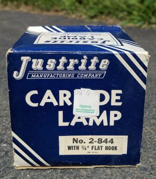 Miner ' s JUSTRITE CARBIDE LAMP w/ Box EUC Model 2 - 844 w/ 3/4 