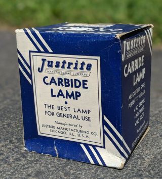 Miner ' s JUSTRITE CARBIDE LAMP w/ Box EUC Model 2 - 844 w/ 3/4 