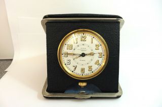 1930s Goldsmiths London 8 - Day Tandem Wind Alarm Travel Clock