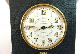 1930s GOLDSMITHS LONDON 8 - DAY TANDEM WIND ALARM TRAVEL CLOCK 3