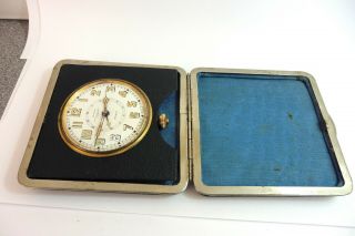 1930s GOLDSMITHS LONDON 8 - DAY TANDEM WIND ALARM TRAVEL CLOCK 4