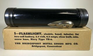 Vintage U.  S.  Navy Metal Type Tb - 8 Flashlight - Nos