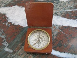 Antique Pocket Compass - Mahogany Case