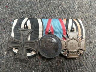 Wwi Imperial German Medal Bar - Iron Cross - Hesse Bravery Medal - Honor Cross