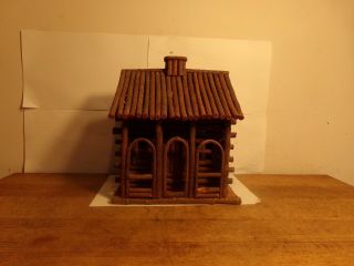 Vintage Folk Art Miniature Hand Made Wooden Log Cabin