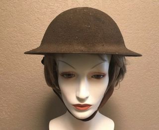 World War 1 American Doughboy Helmet W/original Leather Chin Strap