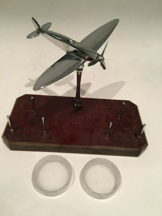 Vintage Art Deco Chrome and Bakelite Spitfire Desk Tidy 5