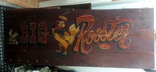 Vintage Old Antique Big Rooster Chicken Wood Store Primitive Advertising Sign