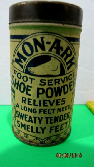 Vintage Medicine Tin,  Mon - Ark Shoe Powder For Sweaty Tender Smelly Feet
