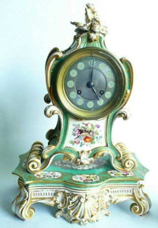19th Century Paris Porcelain 8 Day Striking Mantle Clock,  Leroy & Fils.  Rf.  1731