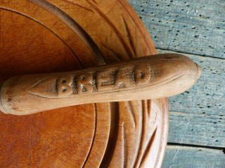 antique primitive 19thc breadboard wheat pattern w/ knife aafa 2