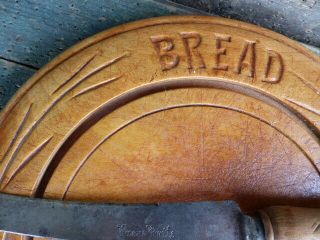 antique primitive 19thc breadboard wheat pattern w/ knife aafa 3