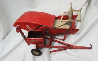 Vintage Steel Farm Toy / True Scale 12a Pull Combine / Red