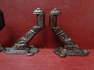 3 AUTHENTIC ANTIQUE W/FANCY CLIPS CAST IRON HANDRAIL SUPPORTS SHELF BRACKETS 01 3