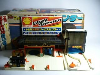 Tomy Tomica Service Center Centre Shell Gas Station 1970s Item