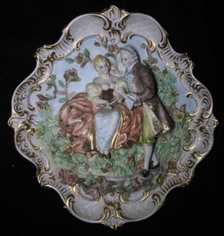 Pair 21x18x4 Antique Ornate 3D Victorian Capodimonte ITALY Plaster Wall Hanging 3