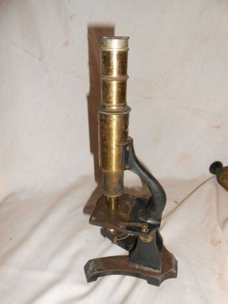 Antique Cast Iron & Brass Microscope From The 1800 