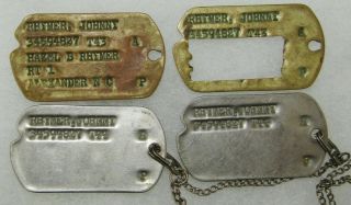 Ww2 U.  S.  Soldier Dog Tag Set - Next Of Kin & 2nd Type With Chain - Johnny Rhymer