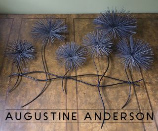 Large Metal Wall Hanging,  Dandelions/anemones/pom Pom,  Attributed To Curtis Jere