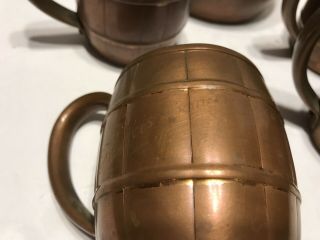 Antique Primitive Late 1800 ' s Solid Copper Jug Pitcher 4 Mug Cups Francis Bowen 2