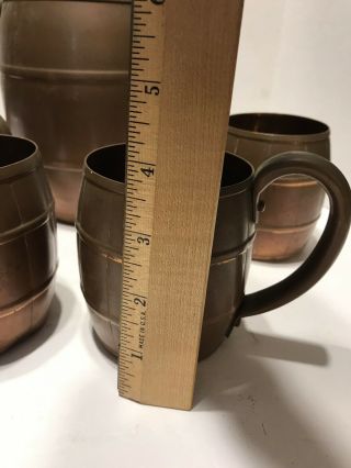 Antique Primitive Late 1800 ' s Solid Copper Jug Pitcher 4 Mug Cups Francis Bowen 8