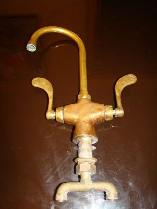Vintage Antique Brass Goose Neck Chicago Faucet Co Industrial Faucet & Handles