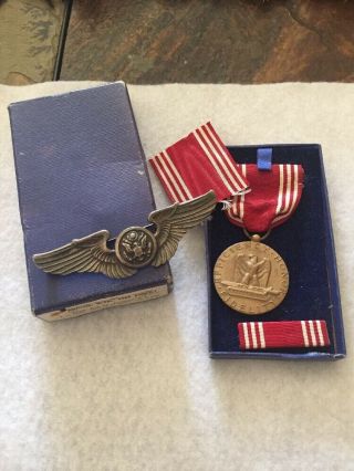 Ww2 Us Army Air Force Wings And Good Conduct Medal