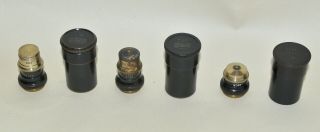 3 x objective lens in cans for brass microscope - R & J.  Beck 2
