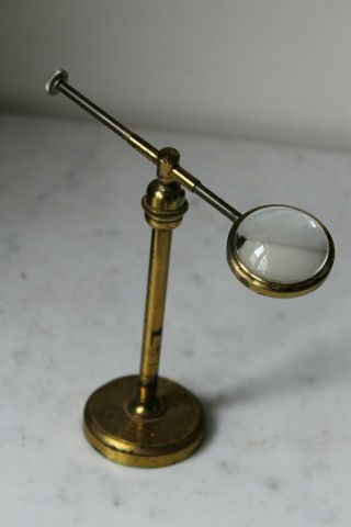 Fine Antique Brass Bullseye Microscope Condenser Lens Height 17cm To 25cm