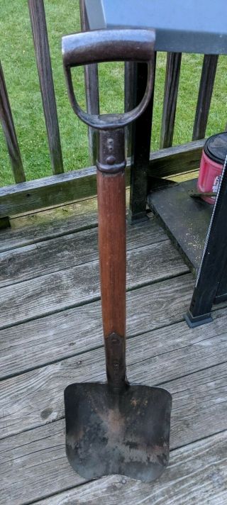 Rare Civil War Era Handmade U.  S.  Marked Trenching Shovel With Metal Handle