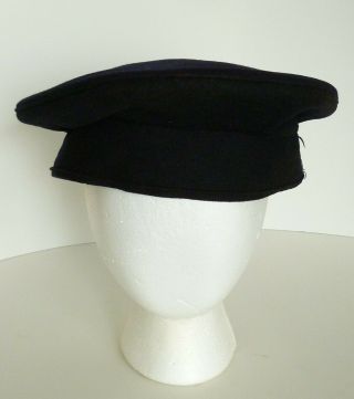 Vintage Wwii Era Us Navy Uniform Blue Wool Pancake Flat Top Beret Hat Cap 1940 