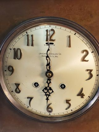 Chelsea Clock - Jaccard Jewelry Co.  1910 - 14 Solid Brass Case.  Boston,  Kansas City 3