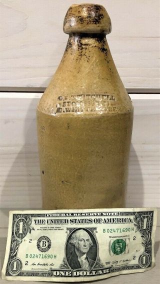 ANTIQUE PHILADELPHIA STONEWARE BEER BOTTLE IMPRESSED G.  S.  TWITCHELL G.  WHITTMORE 11