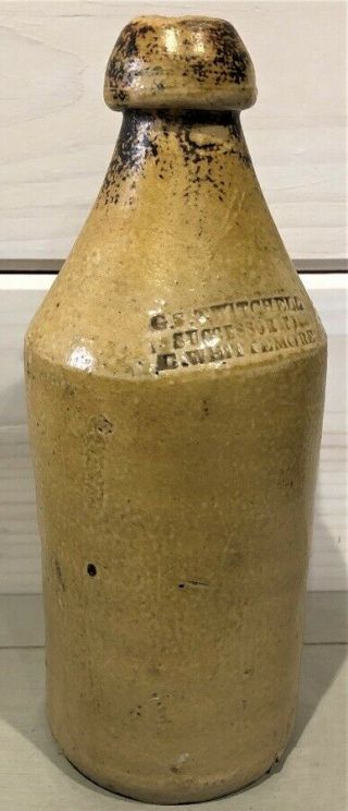 ANTIQUE PHILADELPHIA STONEWARE BEER BOTTLE IMPRESSED G.  S.  TWITCHELL G.  WHITTMORE 8