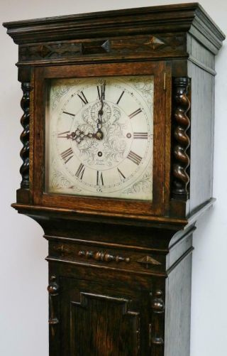 Antique English Maple Of London 8Day 3 Weight Musical Longcase Grandfather Clock 4