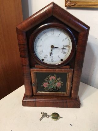 Antique Ansonia Brass & Copper Sharp Gothic Shelf Or Mantle Clock