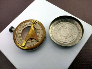 Antique Civil War Era Pocket Compass With Sundial