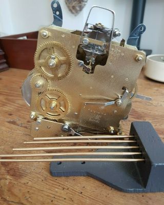 Clock Movement Franz Hermle 2 Jewels West Germany 340 - 020 & Chime Rods/bars