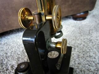 Antique Brass Spencer Lens Co Microscope,  Wood Case Box Scientific Instrument 3