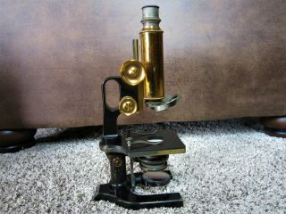 Antique Brass Spencer Lens Co Microscope,  Wood Case Box Scientific Instrument 5