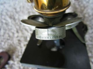 Antique Brass Spencer Lens Co Microscope,  Wood Case Box Scientific Instrument 6