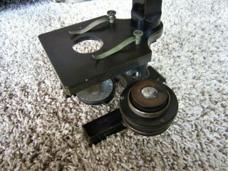 Antique Brass Spencer Lens Co Microscope,  Wood Case Box Scientific Instrument 9