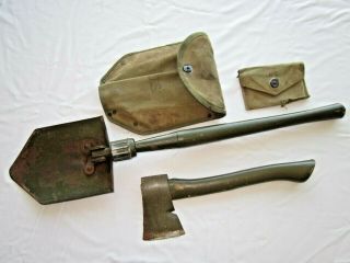 Vintage Vietnam Era Us Army Folding Trench Shovel Tool And Ax