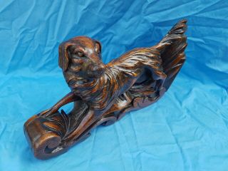 Antique French: Black Forest Corbels/Statues solid oak,  19th,  Carved Hunting Dog 11