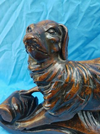 Antique French: Black Forest Corbels/Statues solid oak,  19th,  Carved Hunting Dog 4